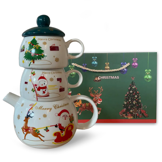 Коледен комплект за чай (бял)